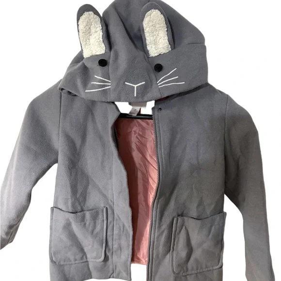 Cat & Jack Gray Bunny Hooded Jacket with Ears & Tail Toddler 5T - Picture 1 of 5